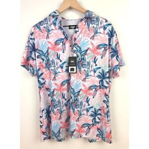 WAGGLE Birds of Paradise Polo Shirt 2XL Athletic Fit Breathable Golf NWT‎